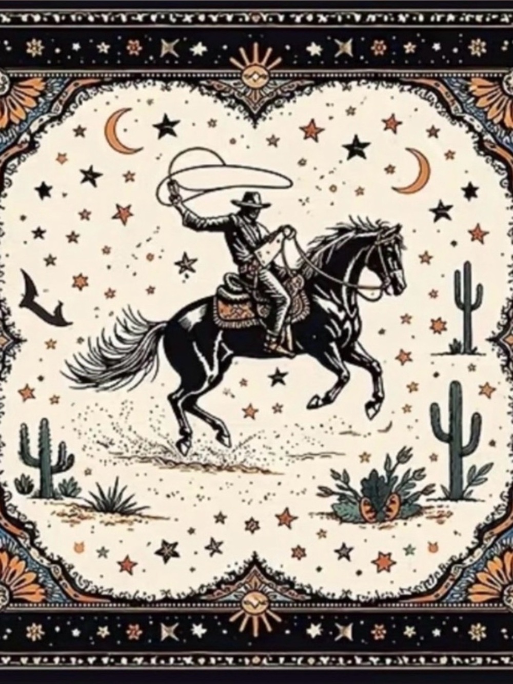 🤠 Western Cowboy Print - Square Scarf / Bandana 35 x 35